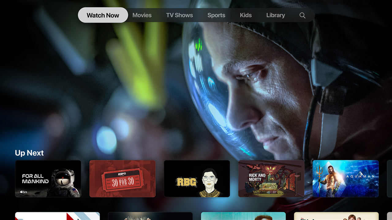 Das Interface von Apple TV+ ist sehr rudimentär
