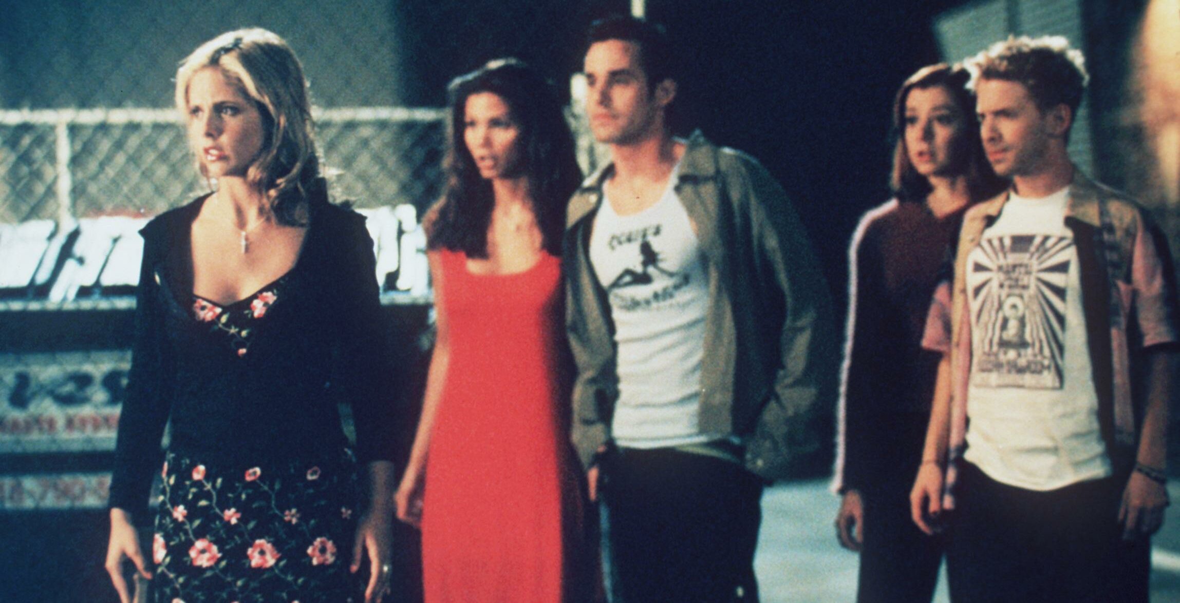 „Buffy The Vampire Slayer“, der Cast 1998: Sarah Michelle Gellar, Charisma Carpenter, Nicholas Brendon, Alyson Hannigan und Seth Green