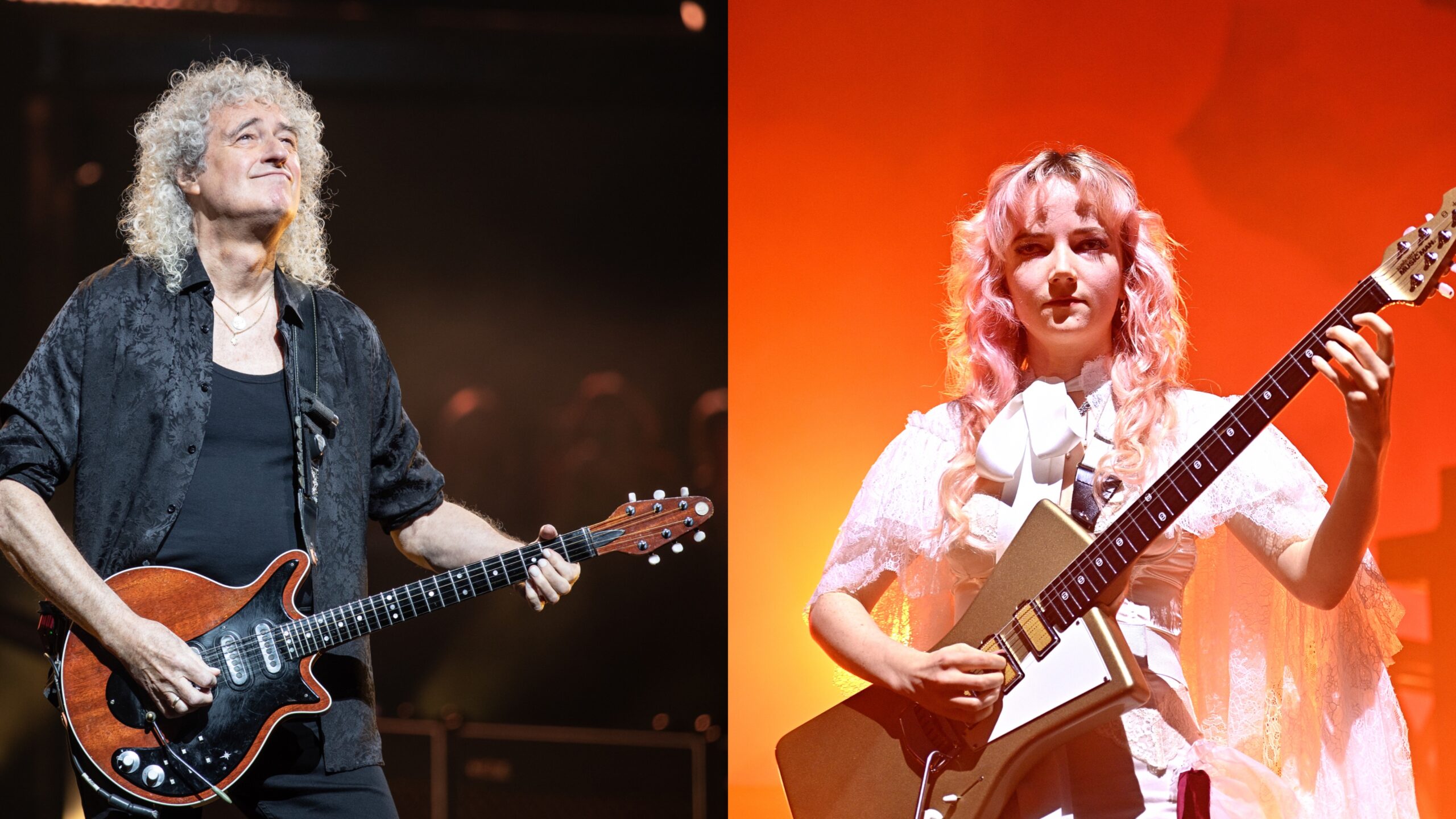 Brian May (l.), Emily Roberts (r.)